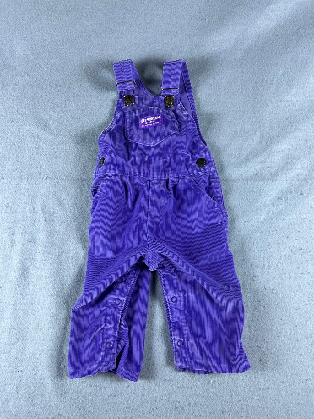 Vintage OshKosh B'Gosh Overalls Toddler 6M Purple Snap Leg Corduroy Outerwear